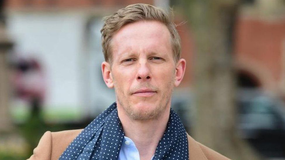 GB News presenter Laurence Fox. He is seen looking into the camera.