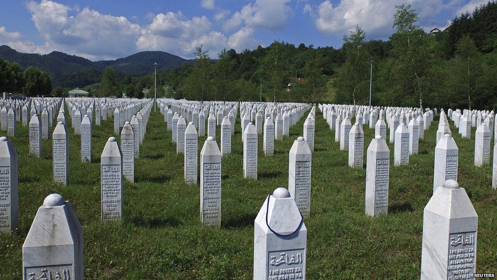 An aerial view of the Memorial Center in Potocari near Srebrenica, Bosnia and Herzegovina