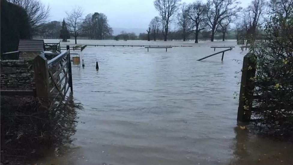 Flooding at Levens Hall