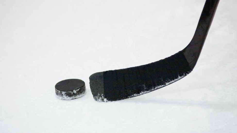 Ice hockey instrumentality   and puck. File photo