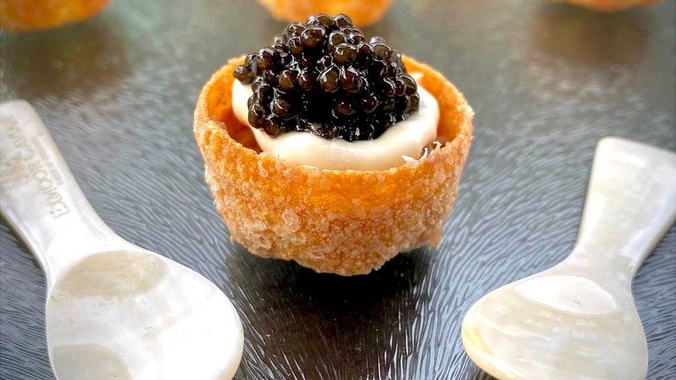 Exmoor Caviar on a canapé