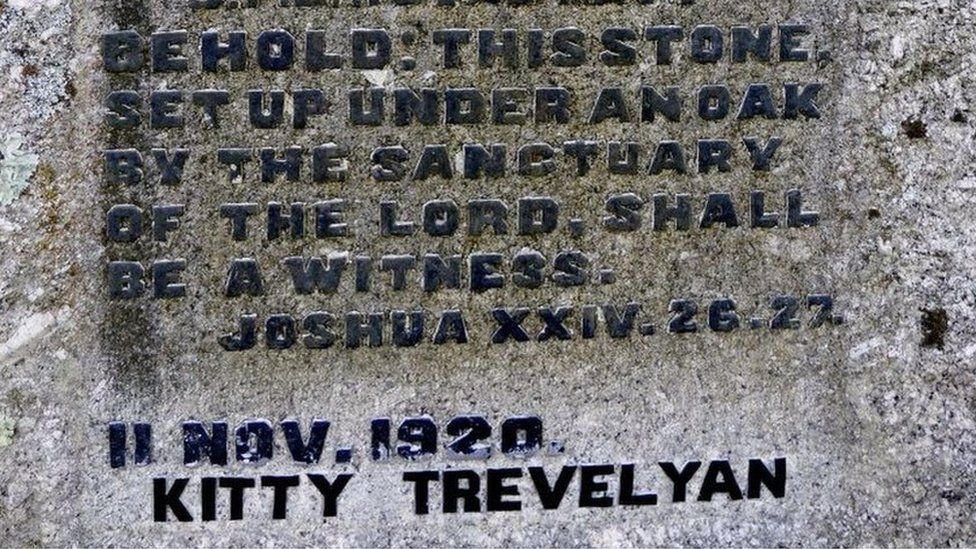 Kitty Trevelyan's name on the memorial