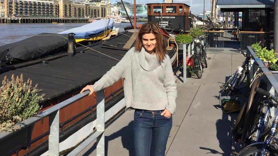 Jo Cox by her houseboat