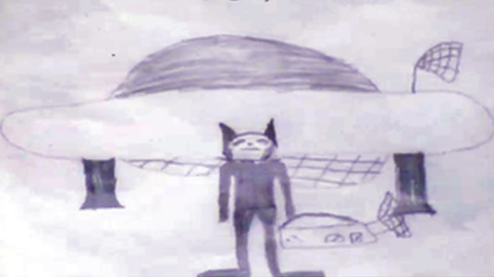 Alien sketch by Broadhaven child in 1970s
