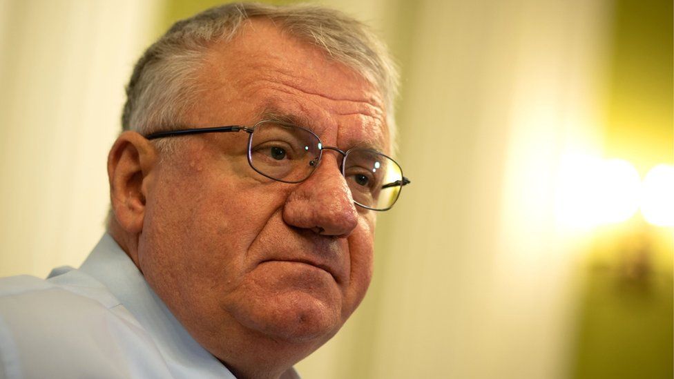 In this photograph taken on March 29, 2018, Serbian Radical Party leader, Vojislav Seselj speaks during an interview with AFP in Belgrade.