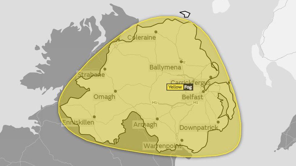 Map of area affected by weather warning
