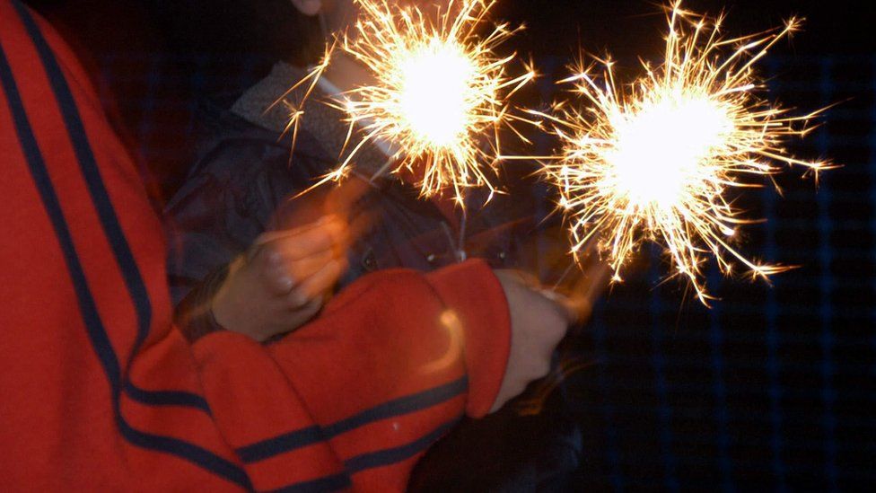 Children holding sparklers