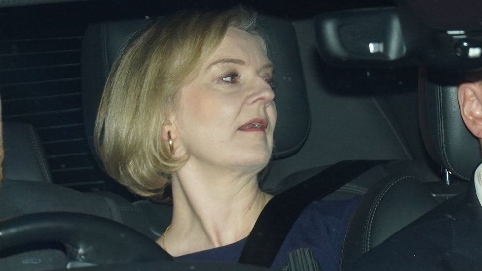 Liz Truss leaving Downing Street to meet Eurosceptic MPs