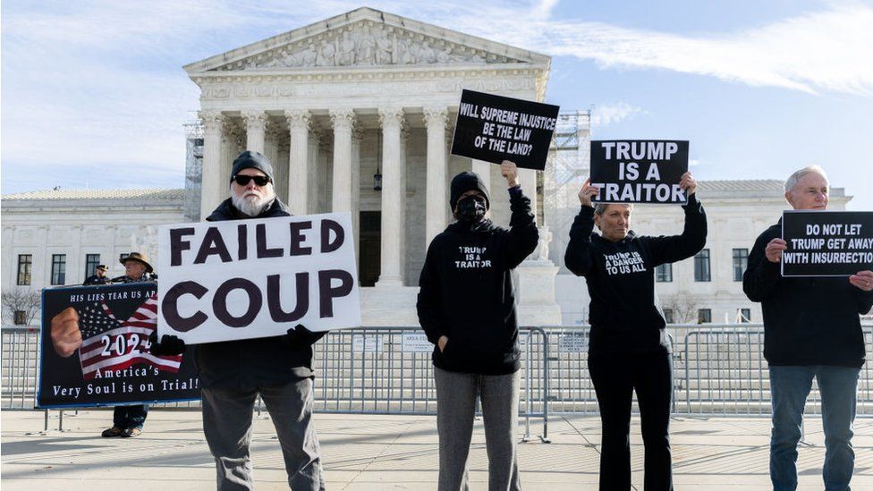 Protesters outside the US Supreme Court on Thursday