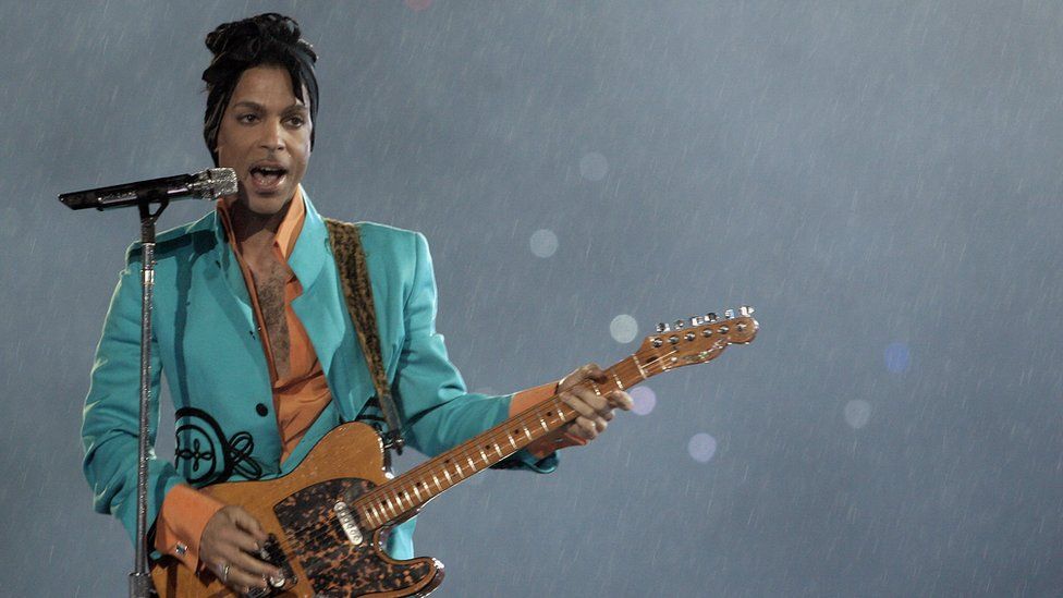 Musician Prince performing at the 2007 Super Bowl