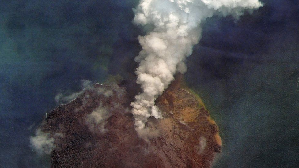 The Kadovar Island volcano erupting in Papua New Guinea