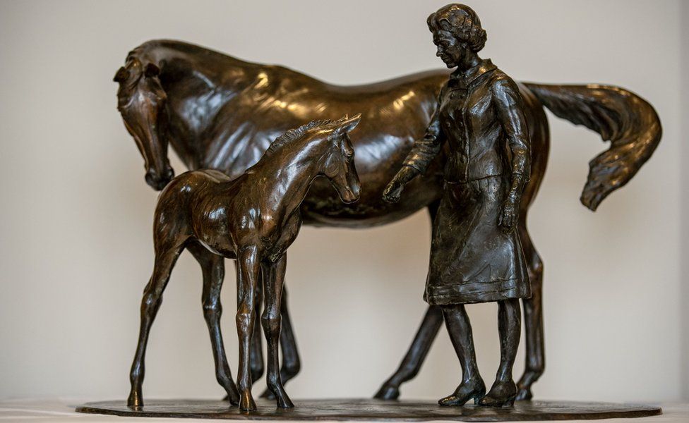 The maquette of the statue of the Queen with a mare and foal