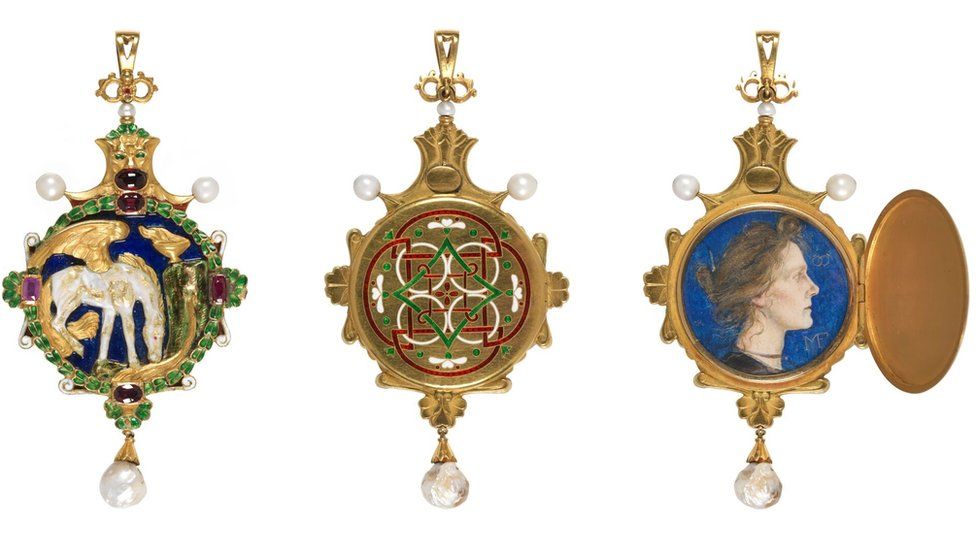 Charles Ricketts' hinged enamelled gold pendant for Katherine Bradley and Edith Cooper