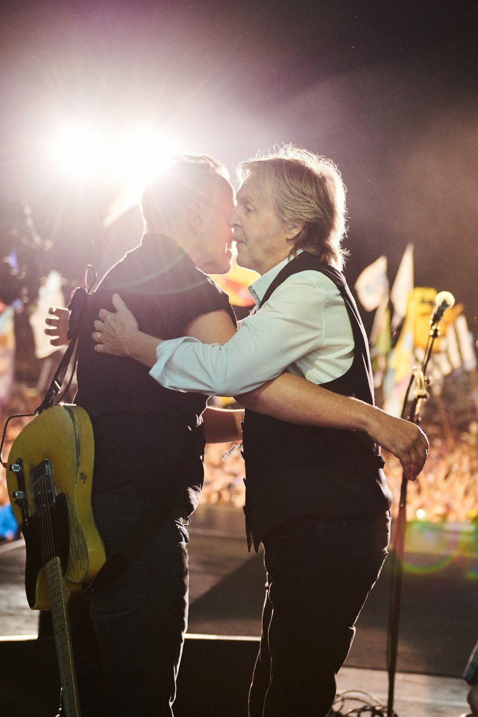 Bruce Springsteen and Paul McCartney on stage