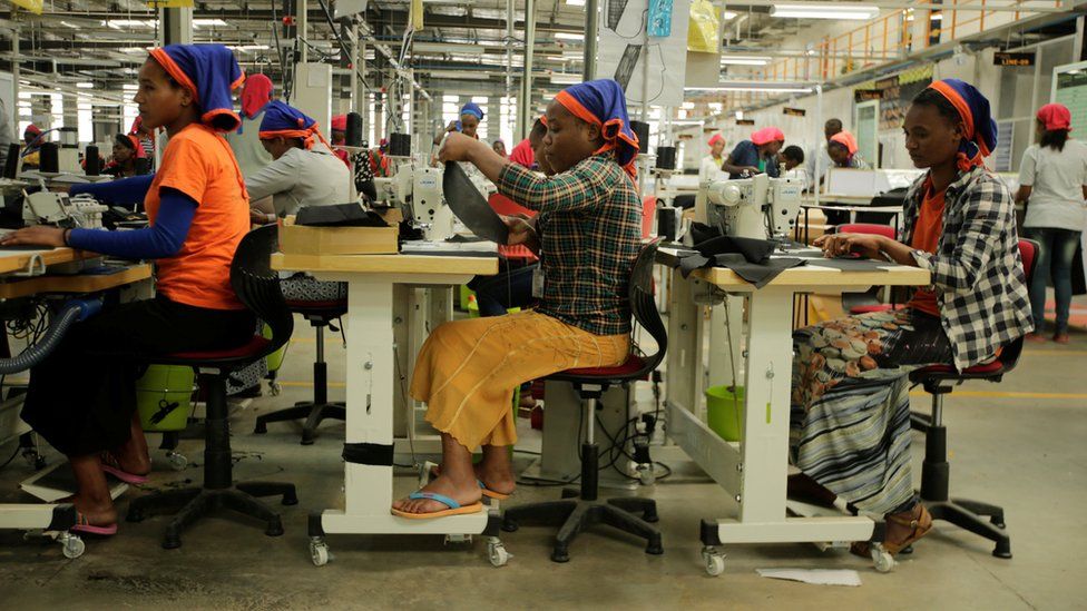 Workers sew clothes inside the Indochine Apparel PLC textile factory in Hawassa Industrial Park in Southern Nations, Nationalities and Peoples region, Ethiopia November 17, 2017