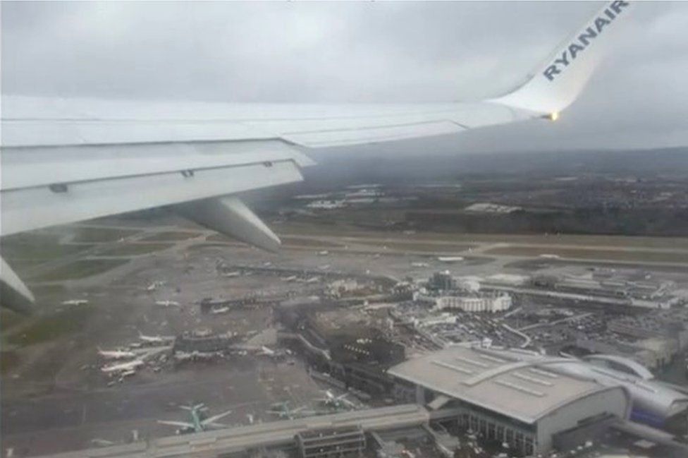 Ryanair passing over Dublin Airport