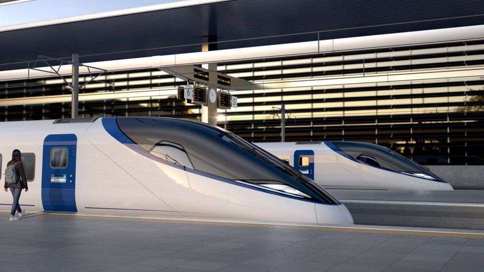 Artist's visualisation of HS2 trains issued by HS2