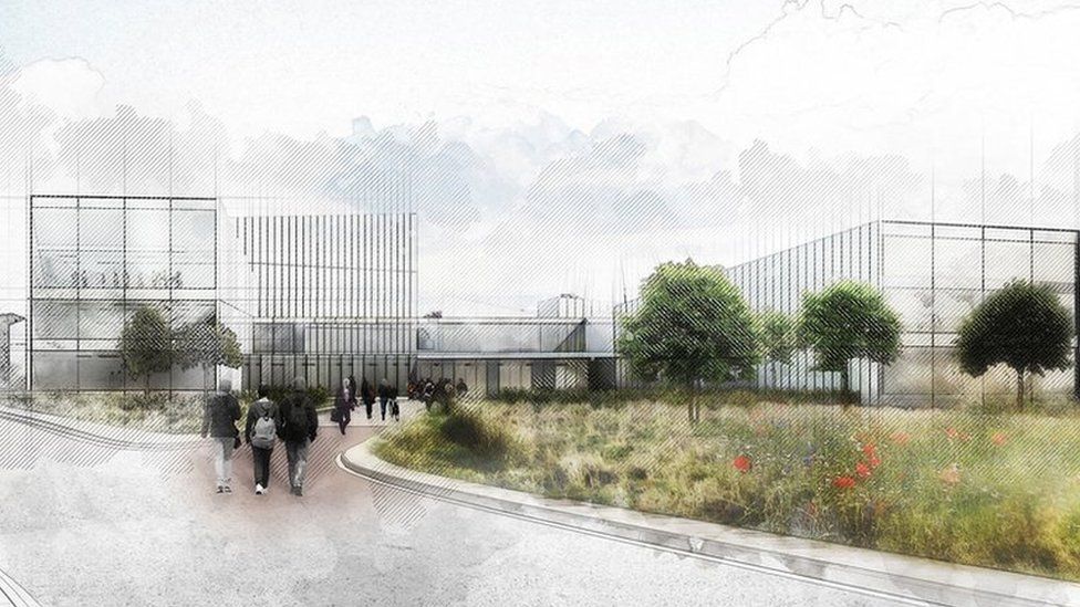 Artist impression of new Velindre Cancer Centre