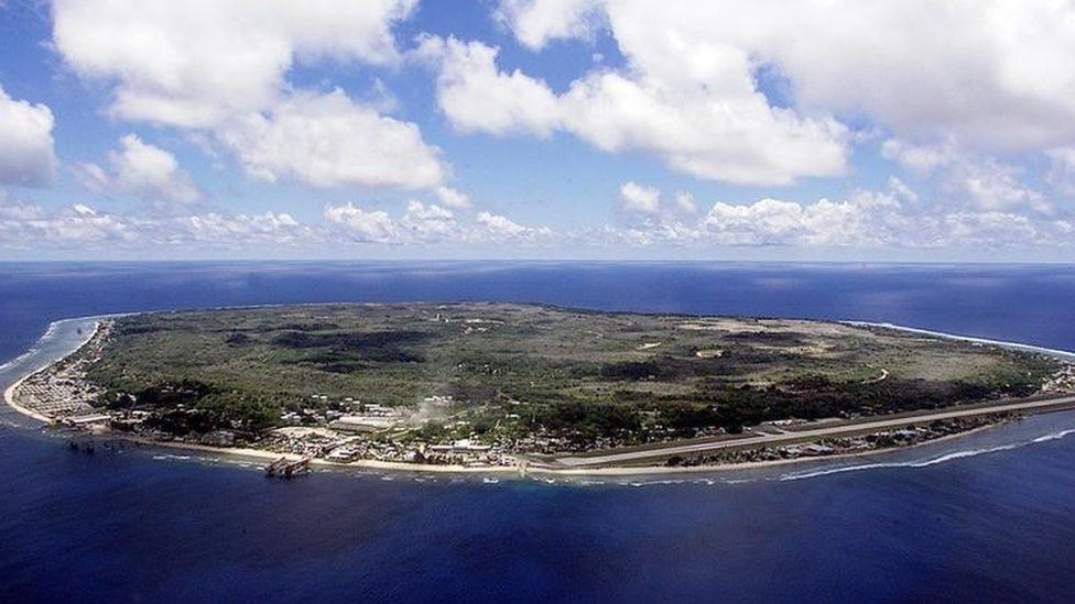 An aerial image showing the small Pacific island Nauru
