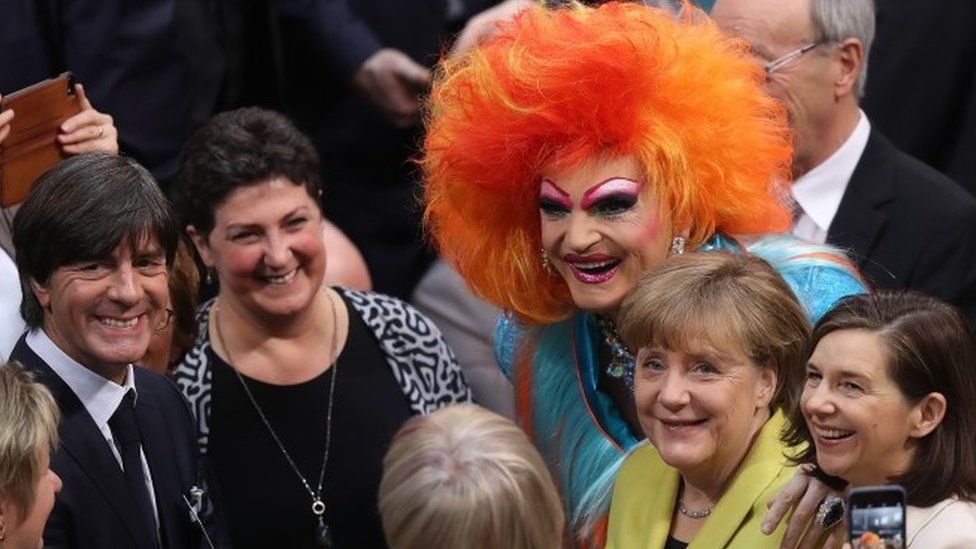 Drag queen Olivia Jones at the Federal Assembly to chose a new German president, 12 February 2017