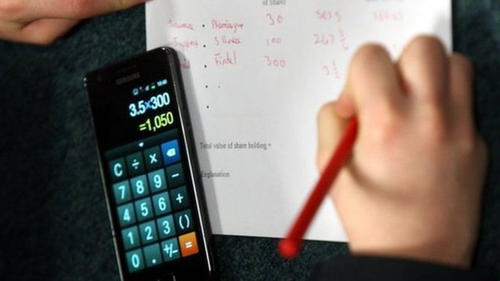 Pupil uses calculator