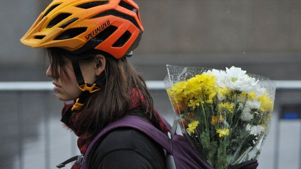 Cyclist with flowers