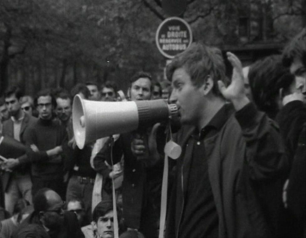 Student protest outside the Sorbonne University in Paris, 1968