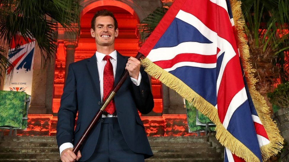 Andy Murray serving as flag bearer for Team GB