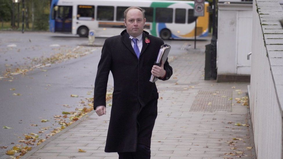 David Mackintosh arriving at his trial at Crown Court