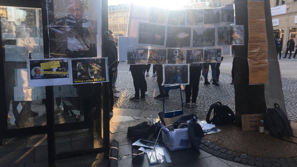 The protesters' stall