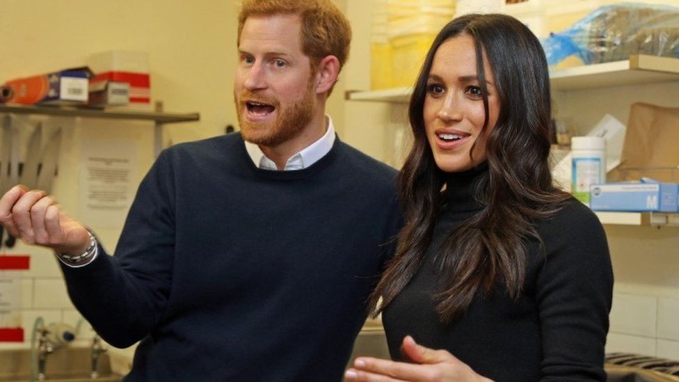 Prince Harry and Meghan Markle during a visit to Social Bite in Edinburgh