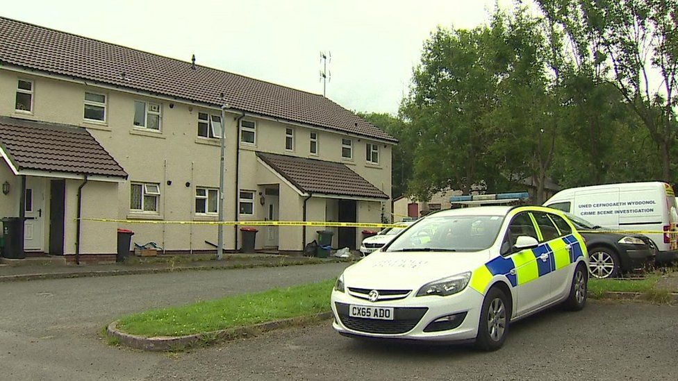 The house in Rhosymedre cordoned off by police last July