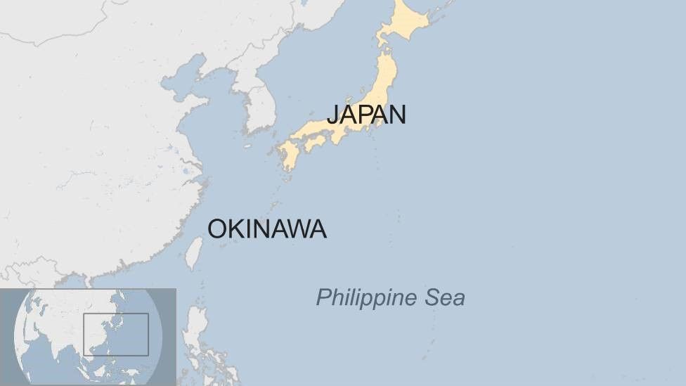 Map showing Japan, Okinawa and the Phillipine Sea
