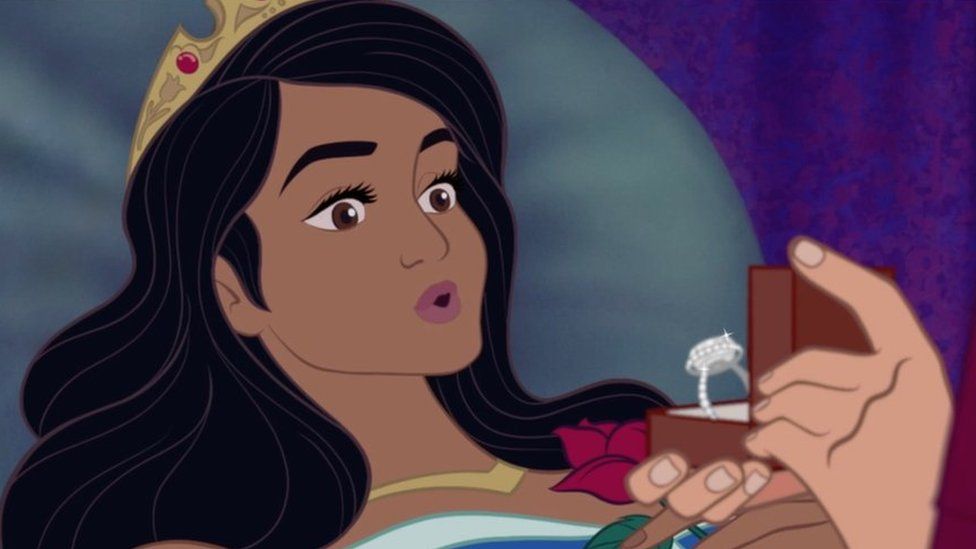 Cartoon of Sleeping beauty with an engagement ring