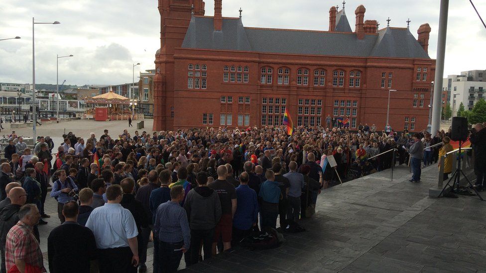 Orlando shooting Hundreds attend Cardiff vigil BBC News