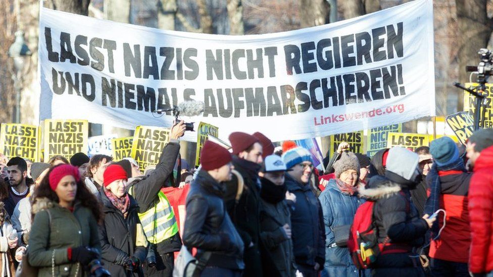 Protest in Vienna against new coalition government, 18 Dec 17