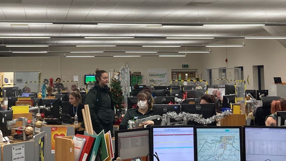 The East of England Ambulance Service control room in Hellesdon, near Norwich