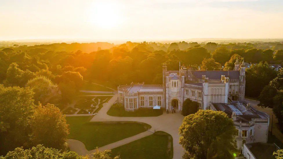 An aerial view of Highcliffe Castle