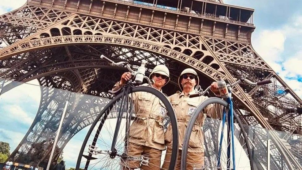 Matt Richardson and Bill Pollard in front of the Eiffel Tower