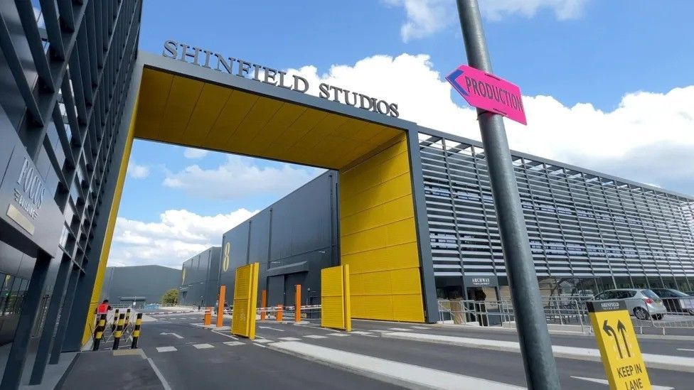 Exterior of the new Shinfield Studios, including its large sign