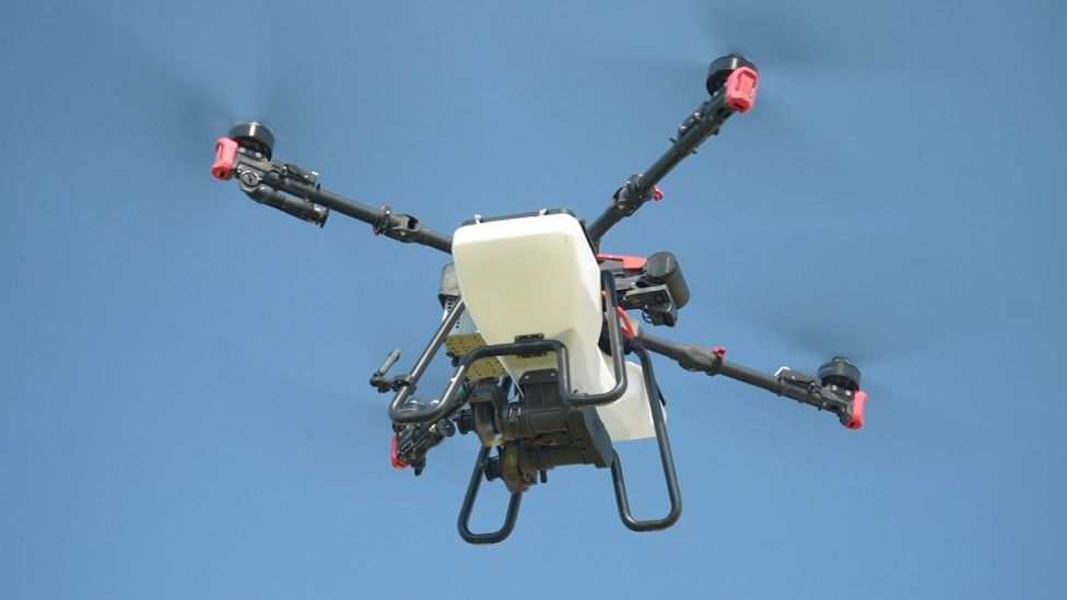 Underneath of a flying drone