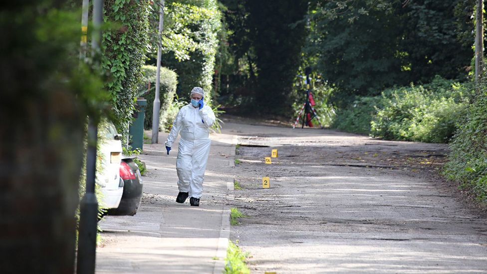Forensics expert at the murder scene in High Wycombe