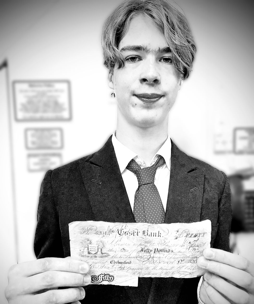Jack holding rare £50 note