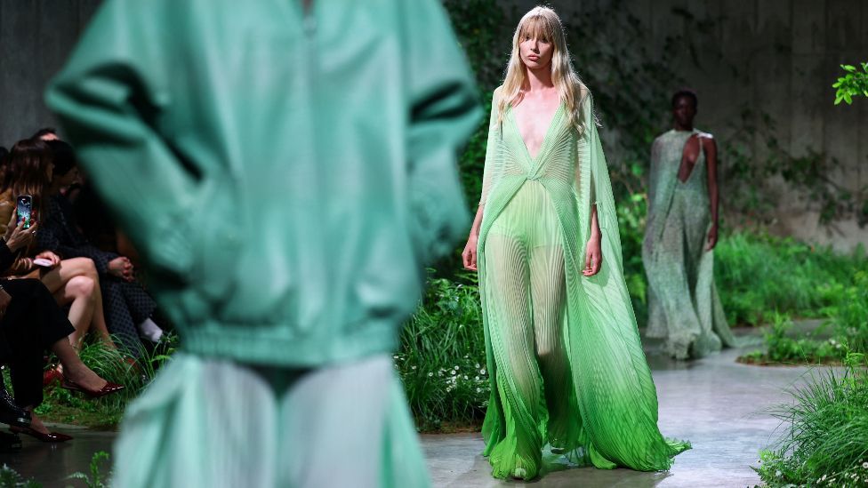 Models present creations by Gucci at a fashion show in the Turbine Hall at Tate Modern, in London, Britain May 13, 2024. R