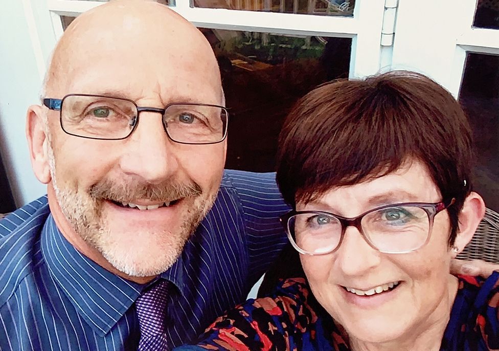 Joe and Carol selfie at home in Portsmouth