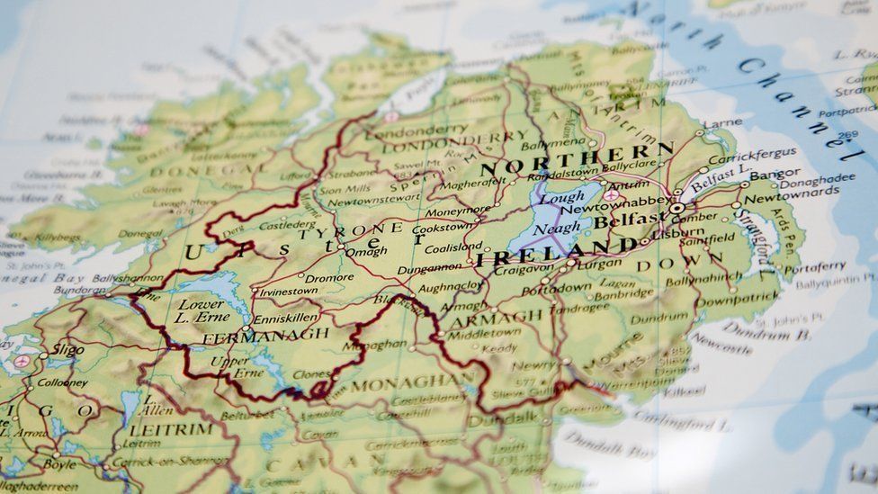 Map showing border around Northern Ireland