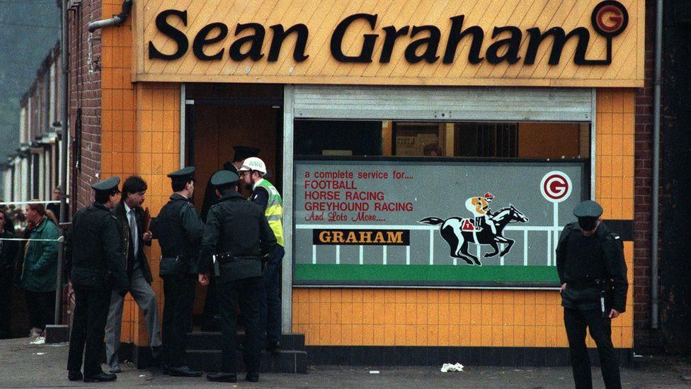 Five people were killed and several others were injured in the 1992 gun attack on a Belfast bookmakers shop