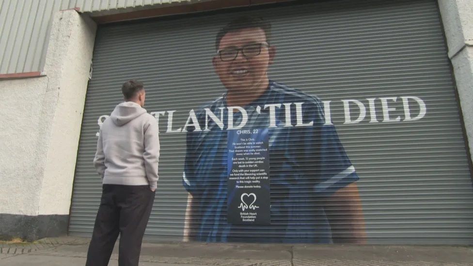 Scotland footballer Lawrence Shankland visited his friend Chris Murray's mural