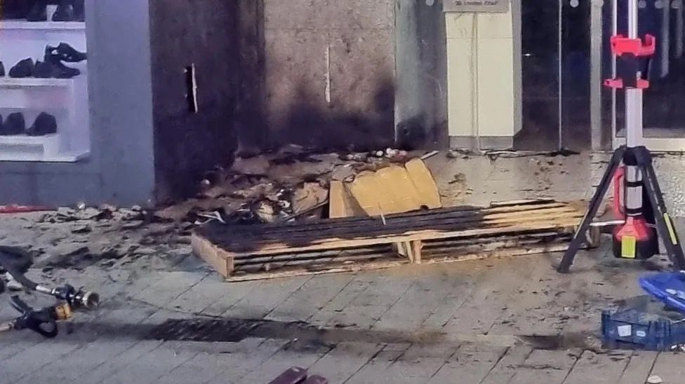 The remains of the homeless man's belongings after the fire