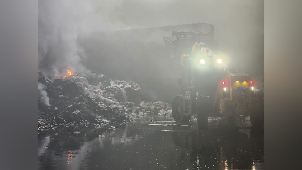 Fire at waste management site at Pattinson Road in Washington